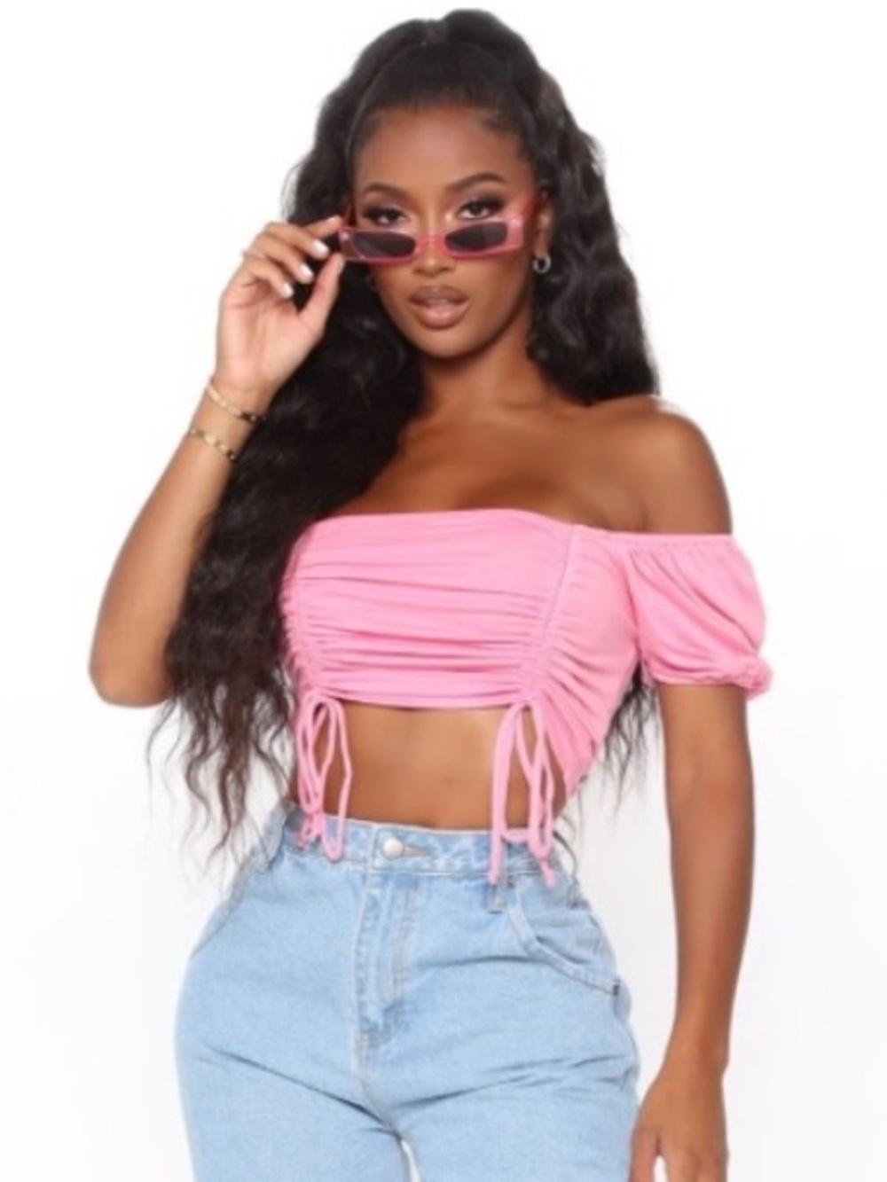 Fashion Nova Shut The Puff Up Rose Crop Top